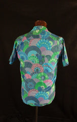 Vintage Blue Beyond The Reef Floral Fan Print Hawaiian Shirt - Bombshell Bettys Vintage