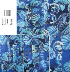 • Vintage 50's Alfred Shaheen Tiki God Mermaid Dress Rare Print L - Bombshell Bettys Vintage