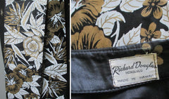 Vintage 60's / 50's Hand Painted Gold Flower Obi Sash Hawaiian Dress Full Length Gown - Bombshell Bettys Vintage