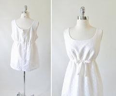 Vintage 60's 70's White Eyelet Maternity Playsuit Swimsuit 2 Piece Top Bloomer Set - Bombshell Bettys Vintage