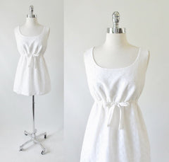 Vintage 60's 70's White Eyelet Maternity Playsuit Swimsuit 2 Piece Top Bloomer Set - Bombshell Bettys Vintage