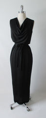 • Vintage 60's Black Full Length Grecian Cocktail Dress Evening Gown - Bombshell Bettys Vintage