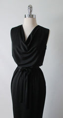 • Vintage 60's Black Full Length Grecian Cocktail Dress Evening Gown - Bombshell Bettys Vintage