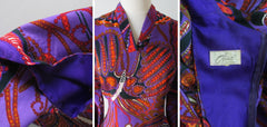 Vintage 60's Madame Butterfly Print Batwing Kimono Tunic Dress Gown - Bombshell Bettys Vintage