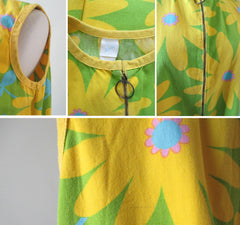 Vintage 60's MOD Flower Power Gogo Tunic Trapeze Tent Mini Dress M - Bombshell Bettys Vintage