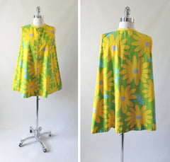 Vintage 60's MOD Flower Power Gogo Tunic Trapeze Tent Mini Dress M - Bombshell Bettys Vintage