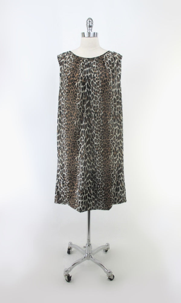 Vintage 60s Leopard Print Nightgown L