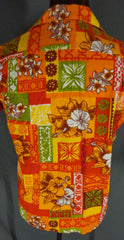 Vintage Red Orange & White Barkcloth Colorblock Hawaiian Shirt 44 - Bombshell Bettys Vintage