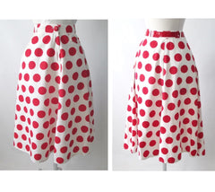 Vintage 70's 40's  White Red Polka Dot A Line Swing Skirt S - Bombshell Bettys Vintage