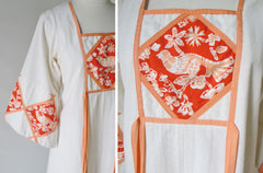 Vintage 70's Aiko Bell Sleeve Batik Bird Tunic Caftan Dress S - Bombshell Bettys Vintage