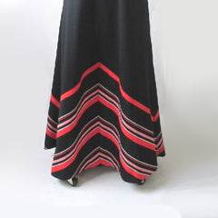 Vintage 70's Chevron Stripe Dress & Sweater / Jacket Set M