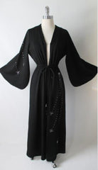 Vintage 70's Black Rhinestone Palazzo Pants Jumpsuit M L - Bombshell Bettys Vintage