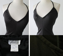 Vintage 70's Slinky Black Disco Halter Maxi Dress - Bombshell Bettys Vintage