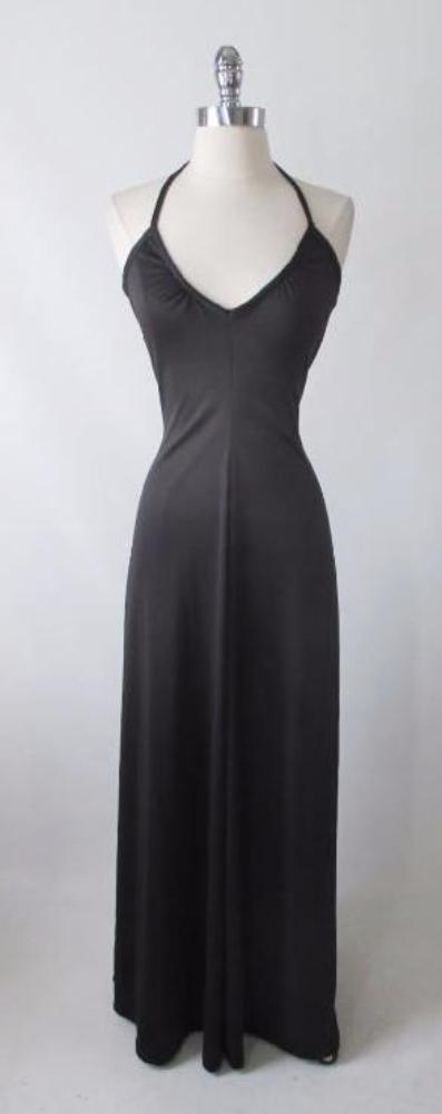 Vintage 70's Slinky Black Disco Halter Maxi Dress - Bombshell Bettys Vintage