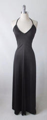 Vintage 70's Slinky Black Disco Halter Maxi Dress - Bombshell Bettys Vintage