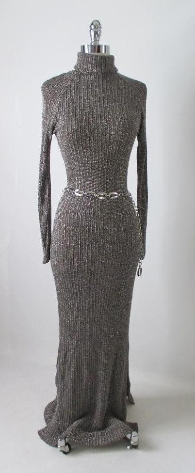 Vintage 70's Curve Hugging Shimmering Knit Sweater Dress M - Bombshell Bettys Vintage