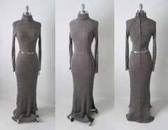 Vintage 70's Curve Hugging Shimmering Knit Sweater Dress M - Bombshell Bettys Vintage