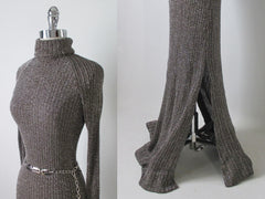 Vintage 70's Curve Hugging Shimmering Knit Sweater Dress M - Bombshell Bettys Vintage