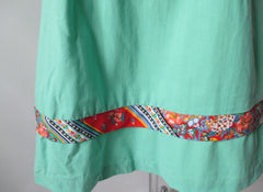 Vintage 70's Green Lace Up Flower Hippie Dress XXS - Bombshell Bettys Vintage