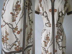 Vintage 70's Alfred Shaheen Fall Cherry Blossom Full Length Maxi Dress - Bombshell Bettys Vintage