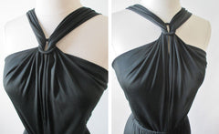 Vintage 70's Halter Black Jumpsuit Cherry Accent S - Bombshell Bettys Vintage