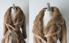 • Vintage 70's Tissavel Faux Fur Mink Suede Princess Coat Jacket L - Bombshell Bettys Vintage