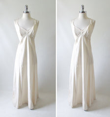 Vintage 70's Artisan Natural Halter Dress Maxi Gown M - Bombshell Bettys Vintage