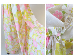 Vintage 70's Pink Yellow White Wrap Around Palazzo Pants L  / XL - Bombshell Bettys Vintage