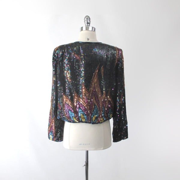 Vintage 70s Jack Bryan Saks Fifth Avenue Sequined Evening Jacket L