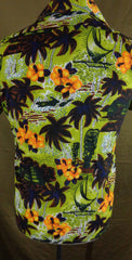 Rare Vintage Waikiki 76 Green Tiki Beach Scene Print Hawaiian Aloha Shirt – M - Bombshell Bettys Vintage