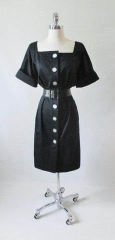 Vintage 80's Yves Saint Laurent Rive Gauche Button Up Dress NOS M