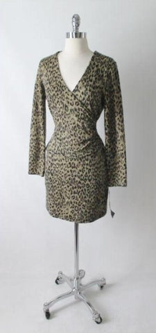 Vintage 80's Fredericks Soft Leopard Bodycon Dress M