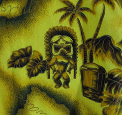 Vintage Prince Kuhio Yellow Hibiscus Hula Girl Tiki Hawaiian Shirt - Medium - Bombshell Bettys Vintage