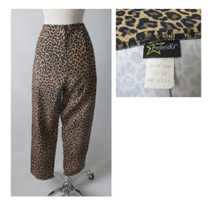 Vintage 50's Bombshell Leopard Print Fredericks Of Hollywood Cigarette Pants L - Bombshell Bettys Vintage
