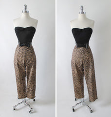 Vintage 50's Bombshell Leopard Print Fredericks Of Hollywood Cigarette Pants L - Bombshell Bettys Vintage