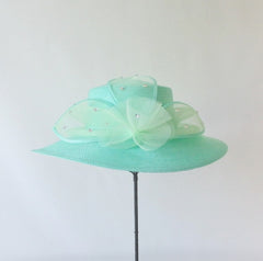 Mint Julep Wide Brim Green Straw Derby Hat - Bombshell Bettys Vintage
