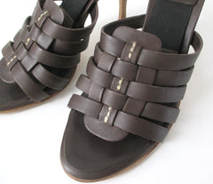 Bernardo Chocolate Leather Springolator Slides Mules 7