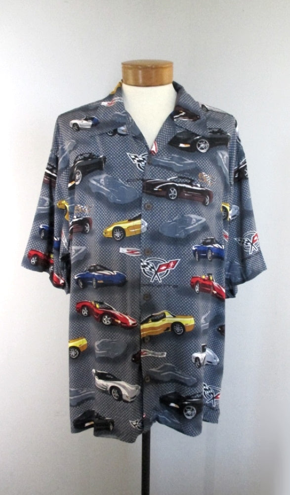 Mens 2003 50th Anniversary Corvette Hawaiian Style Rayon Shirt XL - Bombshell Bettys Vintage