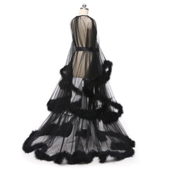 Sheer Marabou Feather Floor Sweeping Dressing Gown / Robe 22