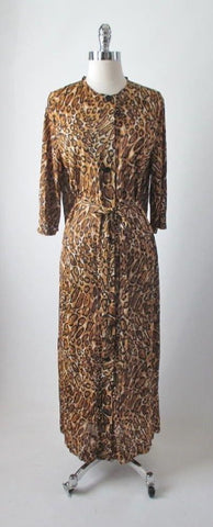 Vintage 60's Fredericks Of Hollywood Jungle Jersey Leopard Robe Dressing Gown S