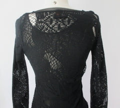 Vintage 90s Jean Paul Gaultier JPG Soleil Black Fishnet Lace Bodycon Dress S - Bombshell Bettys Vintage