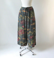 Vintage Kahala Hawaiian Drawstring Casual Capri Pants L - Bombshell Bettys Vintage