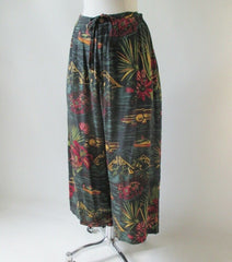 Vintage Kahala Hawaiian Drawstring Casual Capri Pants L - Bombshell Bettys Vintage