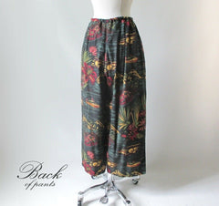 Vintage Kahala Hawaiian Drawstring Casual Capri Pants L - Bombshell Bettys Vintage