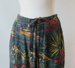 Vintage Kahala Hawaiian Drawstring Casual Capri Pants L - Bombshell Bettys Vintage