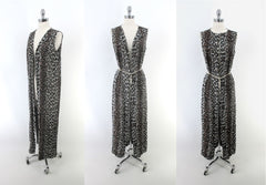 Vintage 60s Evening Leopard Lounging Duster / Robe