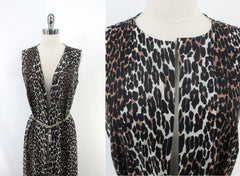 Vintage 60s Evening Leopard Lounging Duster / Robe