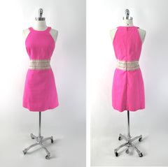 Lilly Pulitzer Magenta & Gold Ashlyn Shift Dress 12 L • NWT