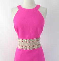 Lilly Pulitzer Magenta & Gold Ashlyn Shift Dress 12 L • NWT