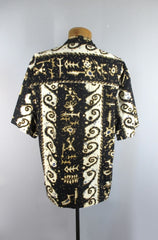 Men's Kanaka Maoli Petroglyphs Hawaiian Shirt L - Bombshell Bettys Vintage